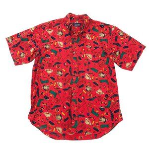 TWICKERS BY KENNETH GORDON Men's Funky Retro Fishing Casual Shirt Large